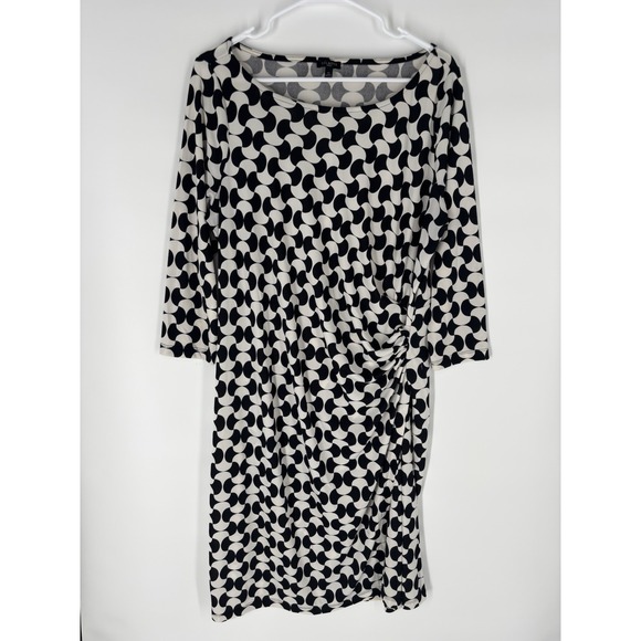 Talbots Dresses & Skirts - Talbots Geometric Stretch Midi Dress Size 1X Ruched Flowy Office Modest Church